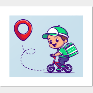 Cute Courier Delivery Package Cartoon Posters and Art